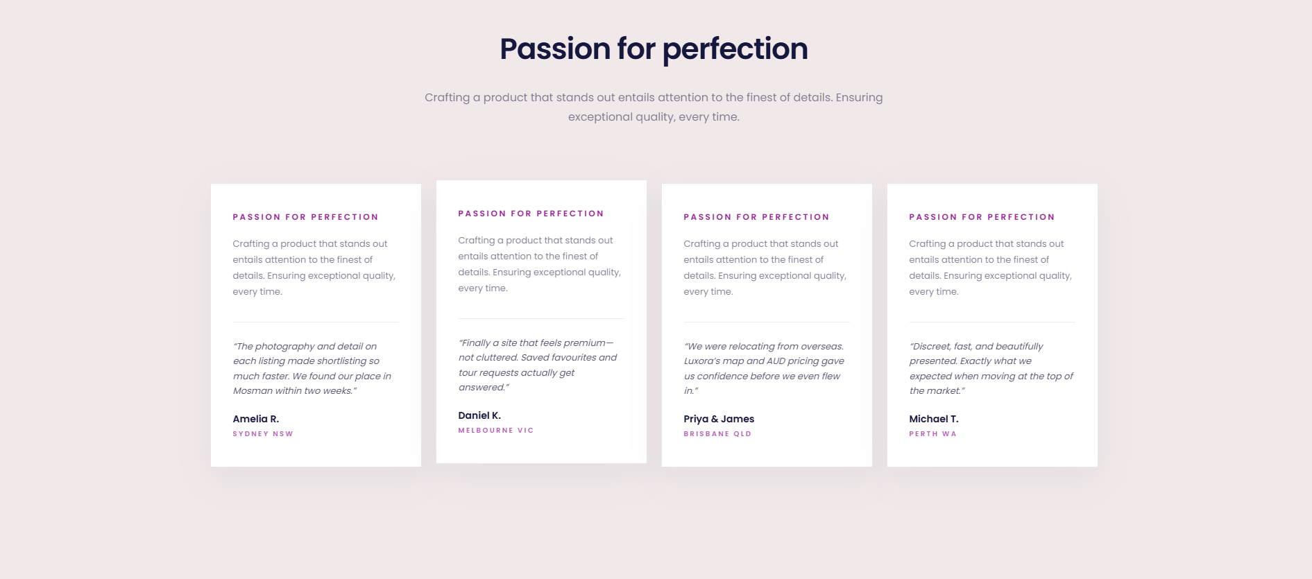 Latest launches grid — new and standout homes presented as polished, tour-ready cards.