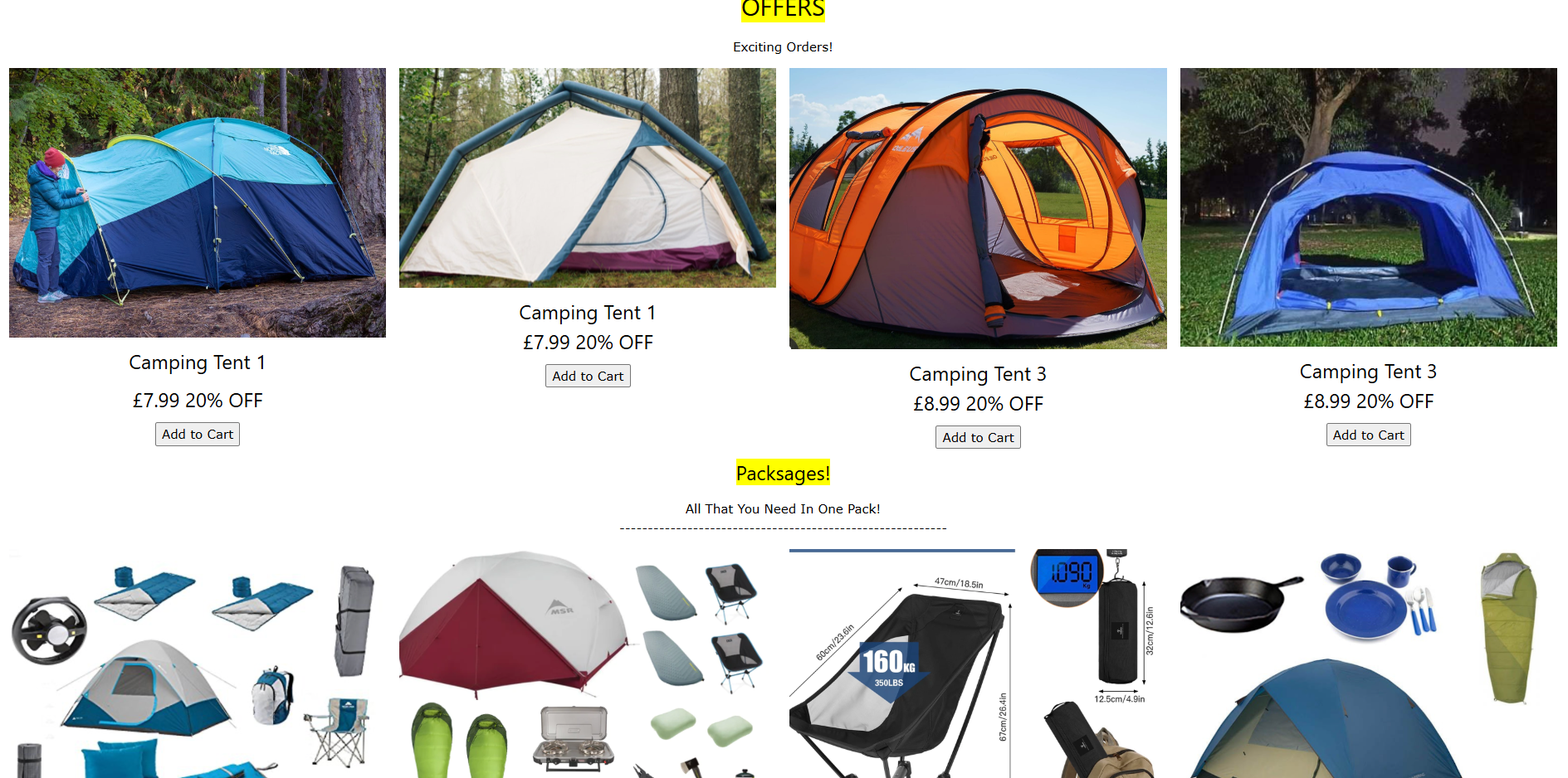 Retail Camping Website — screen 2